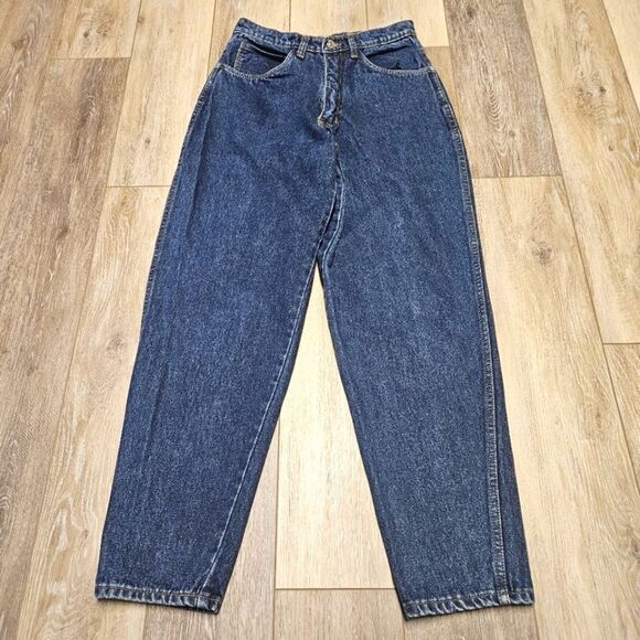 Vintage Bartack Tapered Straight Leg Relaxed Denim Blue Jeans Women's 30 Classic - Picture 1 of 10